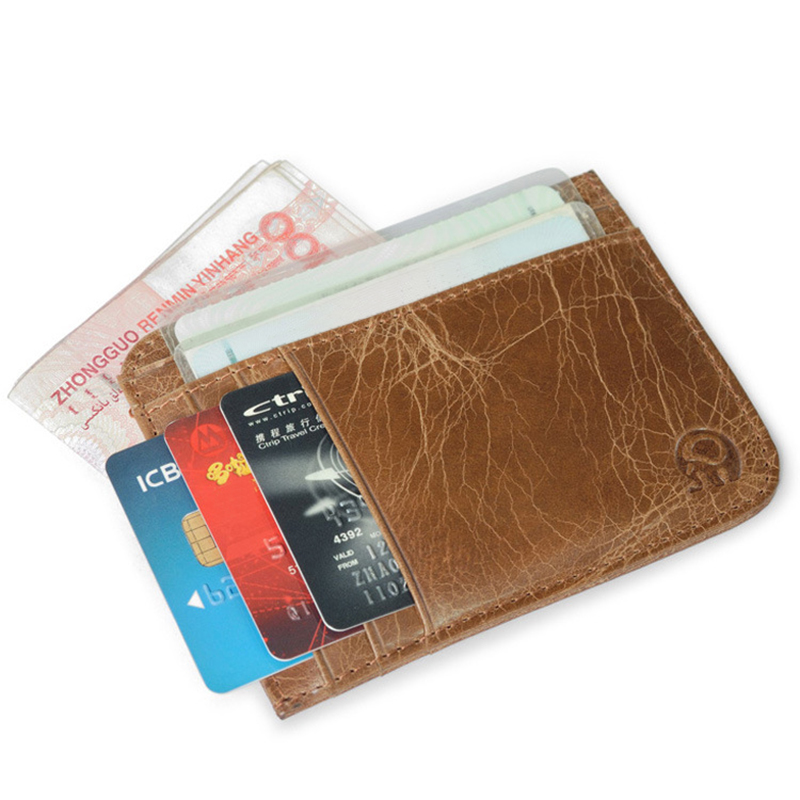 WALLET Minimalist leather wallet with 11 pockets - Brown