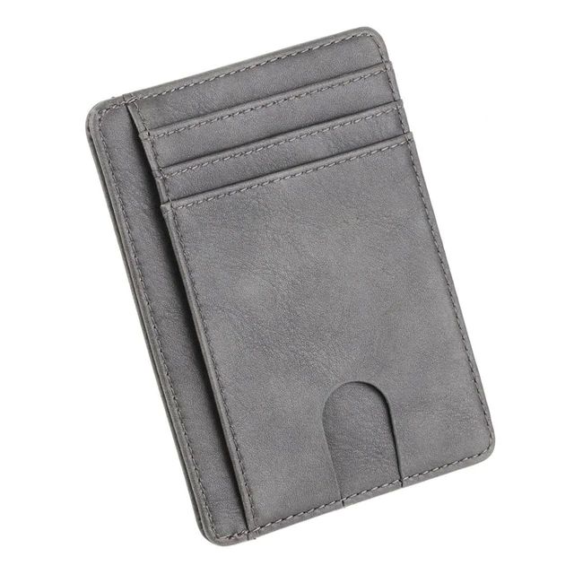 WALLET Slim PU Leather Wallet With RFID - Grey