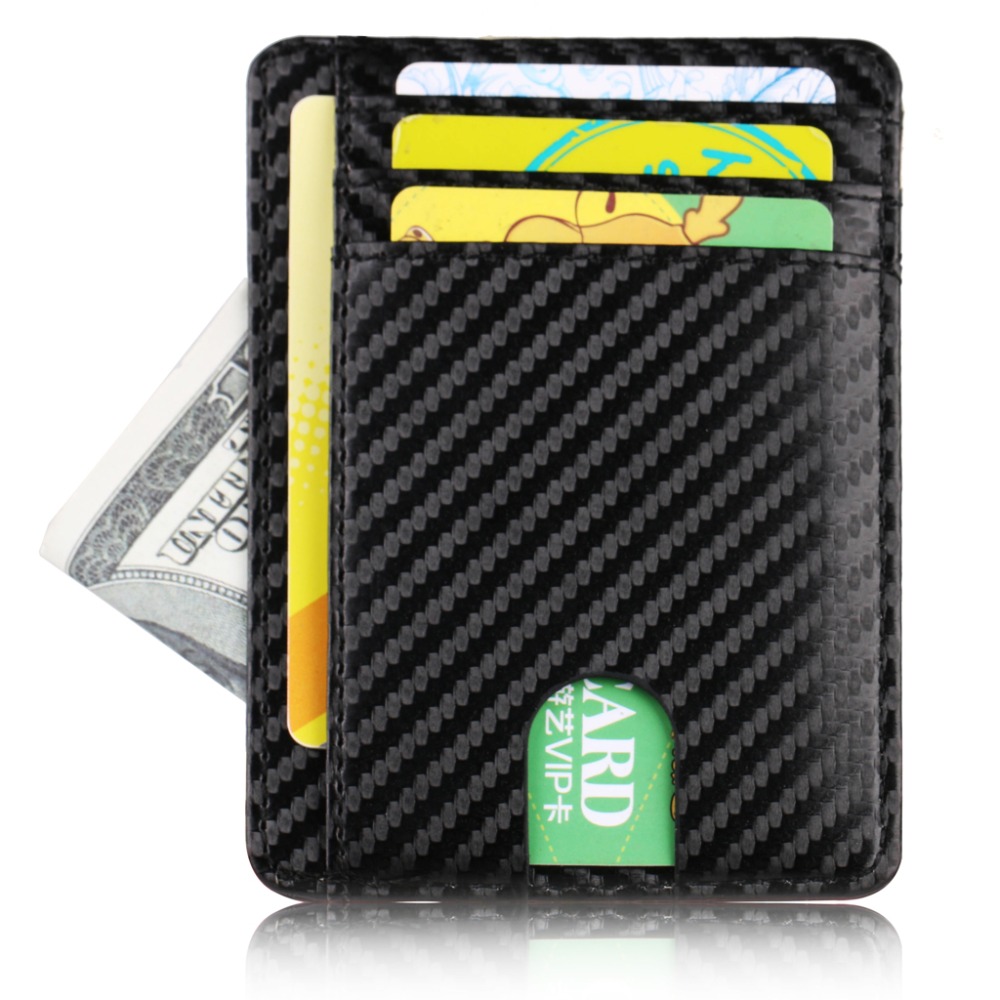 WALLET Slim PU Leather Wallet With RFID - Carbon