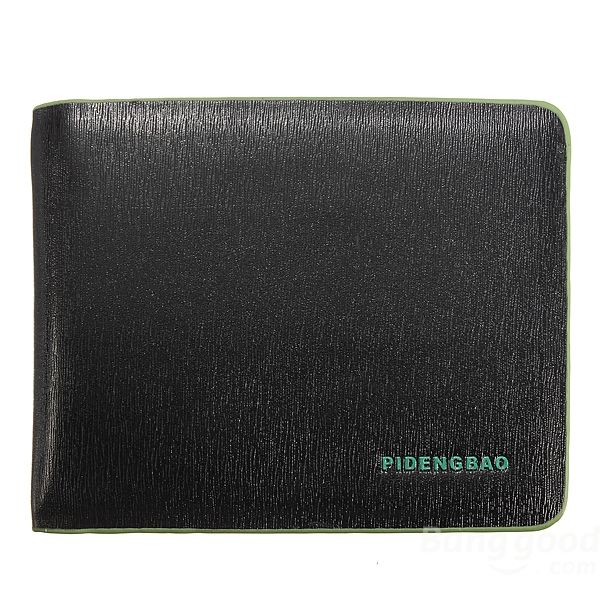 WALLET Bi Fold PU Leather Wallet  - Black/Green