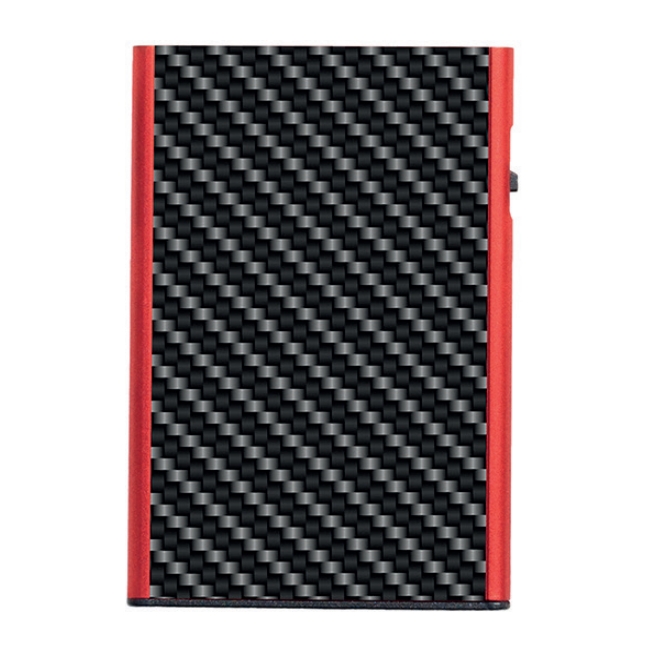 TRU VIRTU Carbon Fiber Click n Slide Wallet - Black/Red