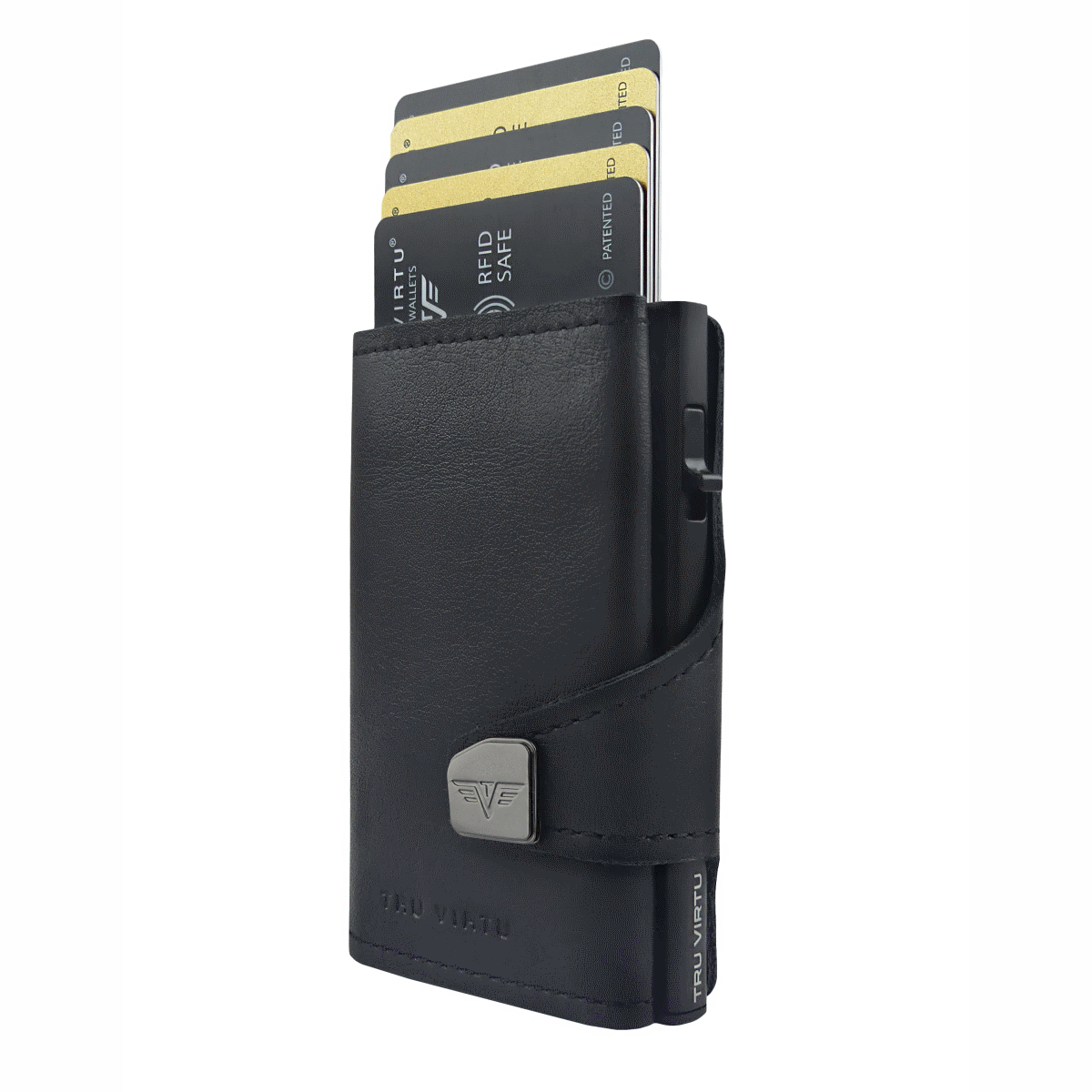 TRU VIRTU Click n Slide Wallet With Coin Pocket - Black