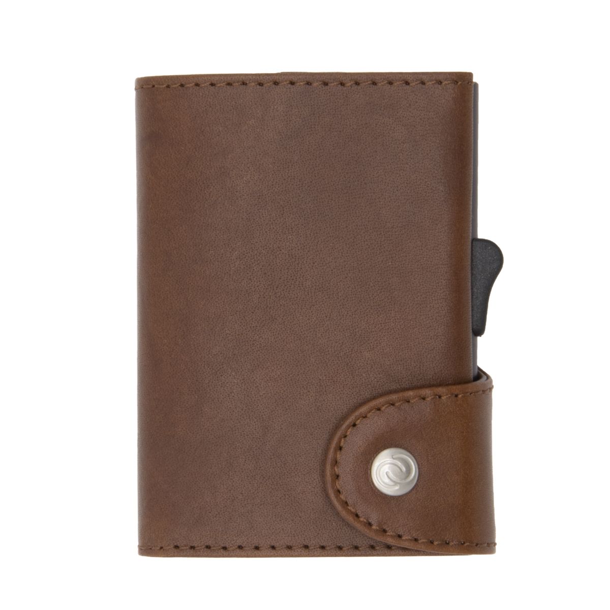 C-Secure XL Aluminum Wallet with Vegetable Genuine Leather - Brown