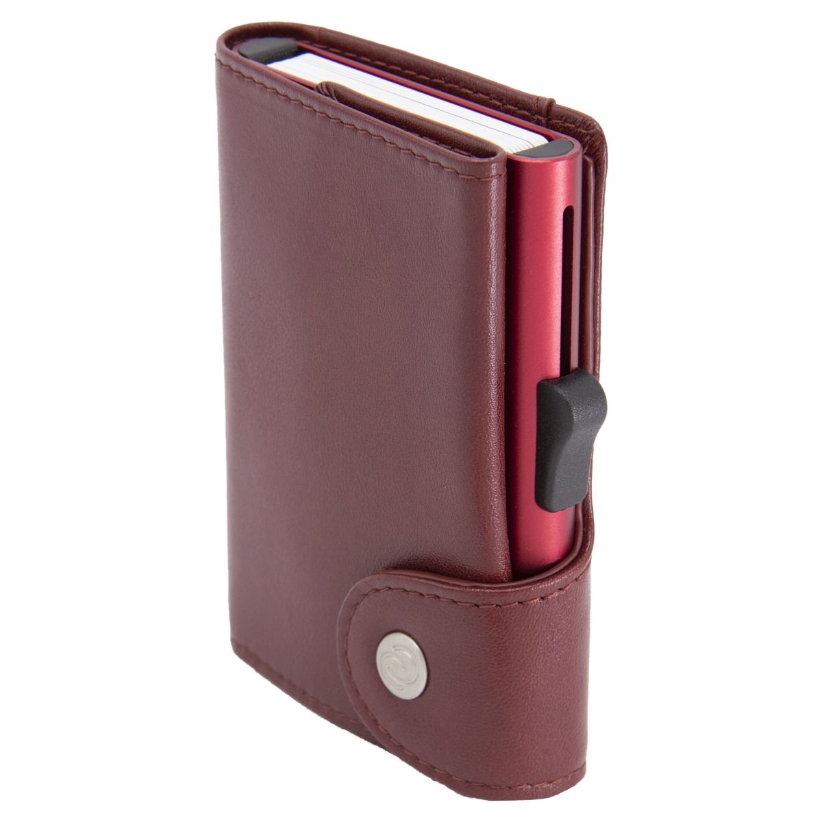 C-Secure XL Aluminum Wallet with Genuine Leather - Red