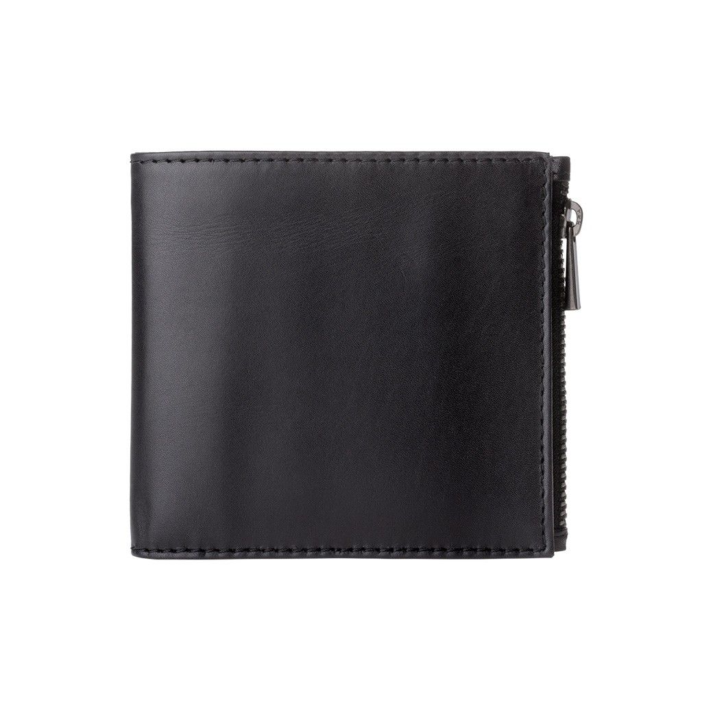 DuDu Zip-It Bi-Fold Leather Wallet - Black