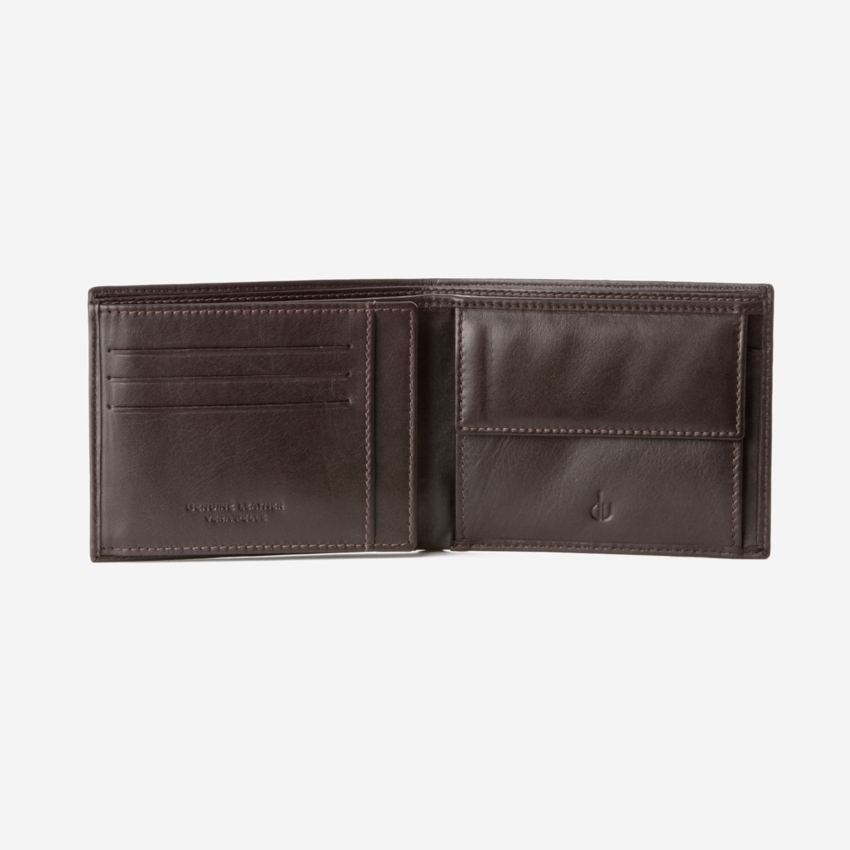 dv Classic Leather Wallet With Coin Pocket - Dark Brown