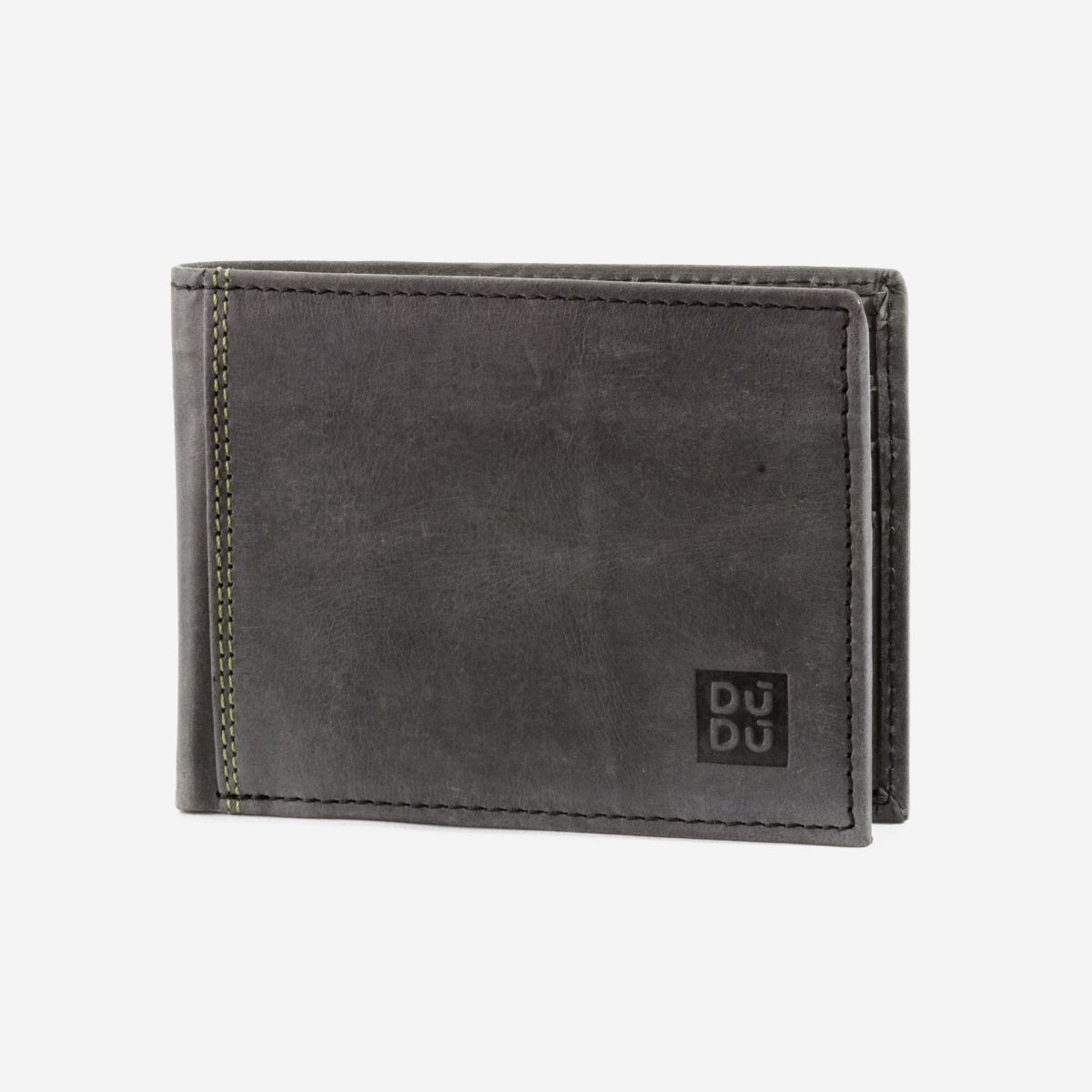 DuDu Vintage Slim Leather Wallet - Black