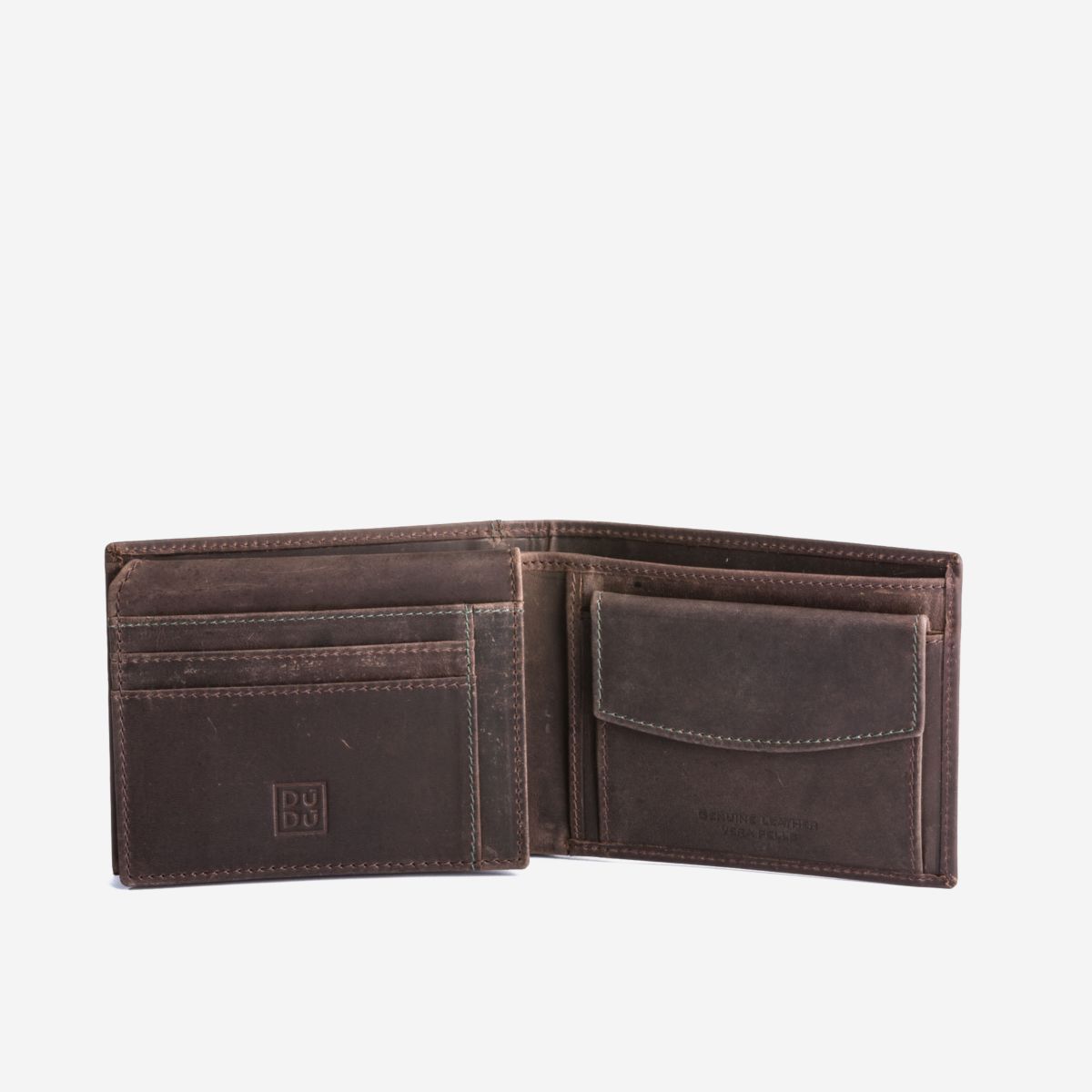 DuDu Classic Mans Billfold Wallet with Coin Pocket - Dark Brown