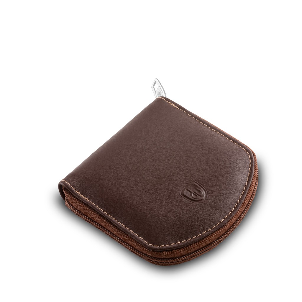 dv Leather Coin Purse - Brown