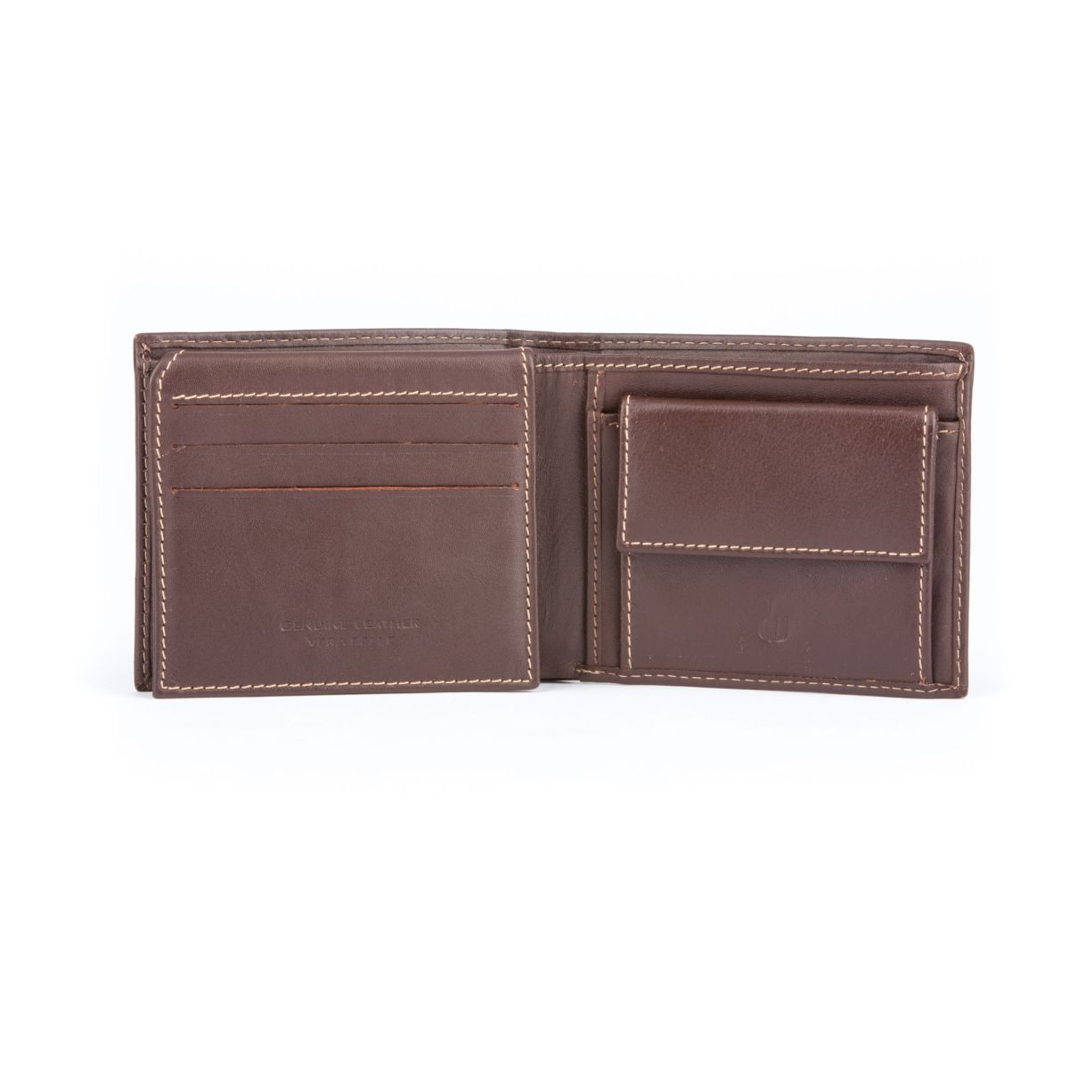 dv Compact Leather Wallet With Coin Pocket - Brown