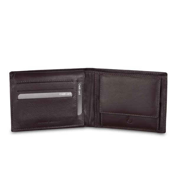 dv Leather wallet with well model coin purse - Dark Brown