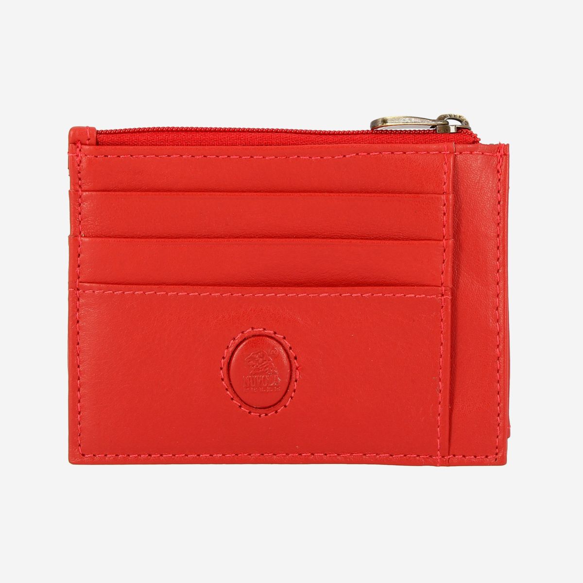 NUVOLA PELLE Slim Leather Credit Card Wallet - Red