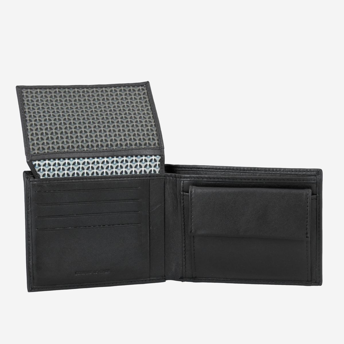 NUVOLA PELLE Elegant Mens Leather Wallet With Coin Coin Purse - Black