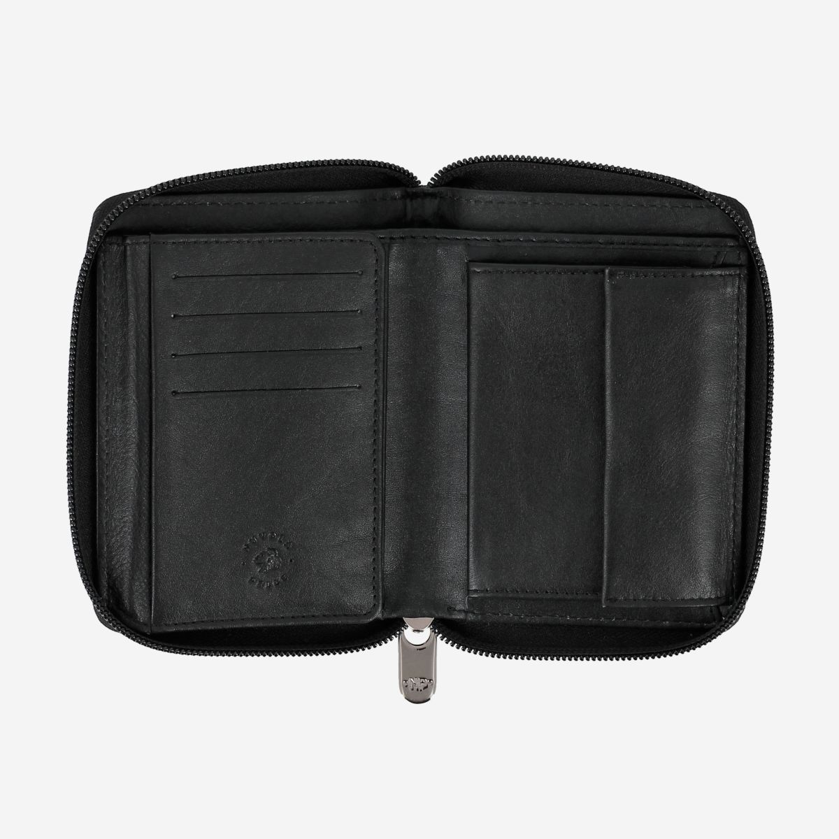 NUVOLA PELLE Mens Leather Wallet with Zip - Black