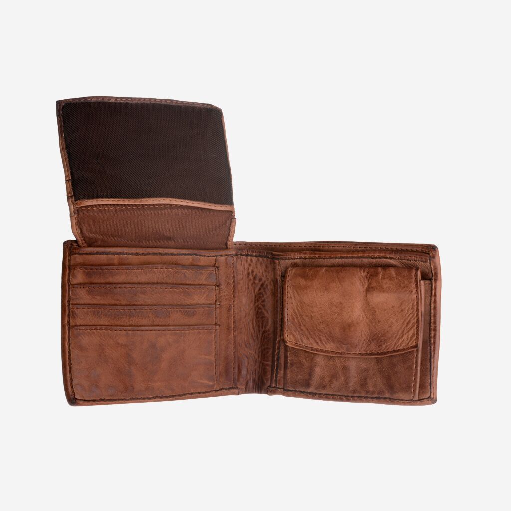 DuDu Mans hand-made soft natural high quality leather wallet - Onyx Brown