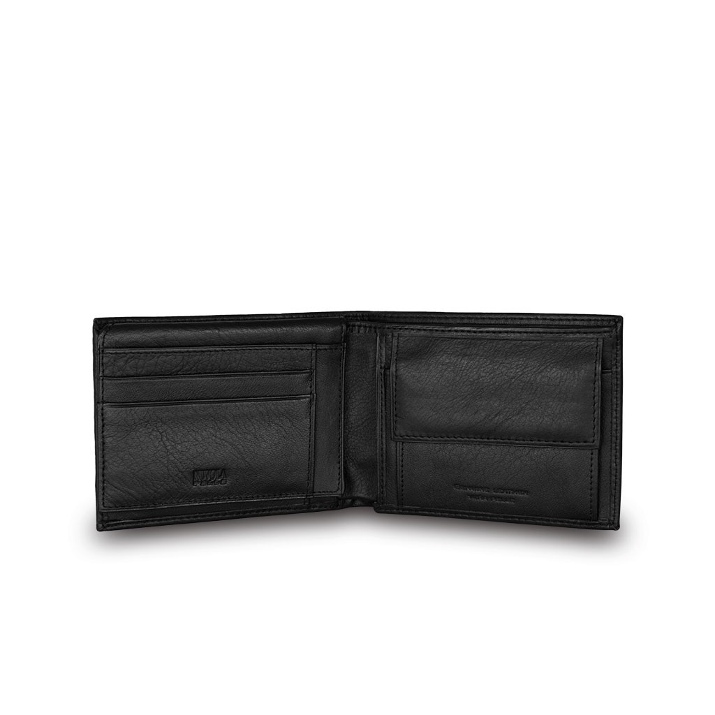 NUVOLA PELLE Classic mans leather billfold wallet - Black