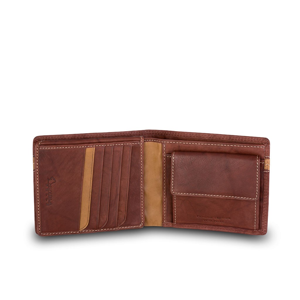 NUVOLA PELLE Two-color mans billfold wallet - Dark Brown
