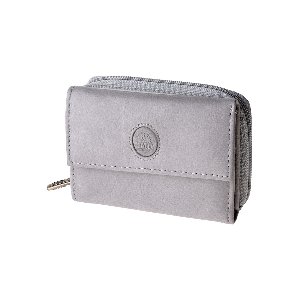NUVOLA PELLE Woman Lather Wallet with Closure and Flap - Gray