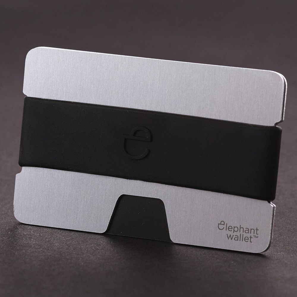 elephant Minimalist Aluminum Wallet With Silicone Strap - Aluminum/Black