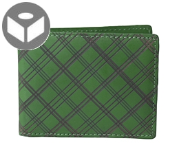 J.FOLD Leather Wallet with Coin Pouch Plaid - Green