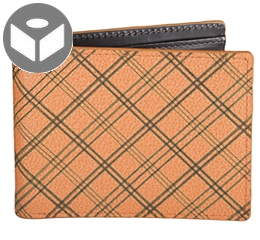 J.FOLD Leather Wallet with Coin Pouch Plaid - Orange