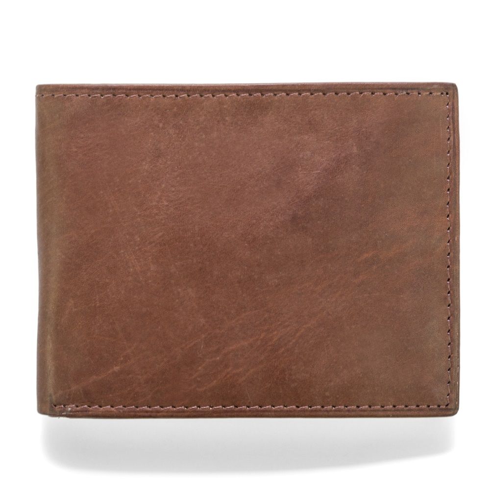 MUNDI Men's Crunch Leather Passcase Wallet - Brown