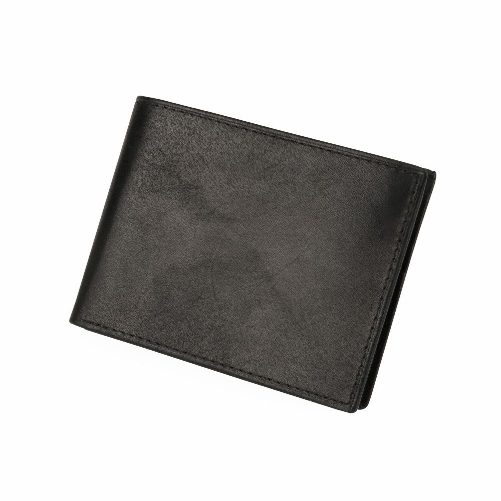 MUNDI Men's Antique Leather Passcase Wallet - Black