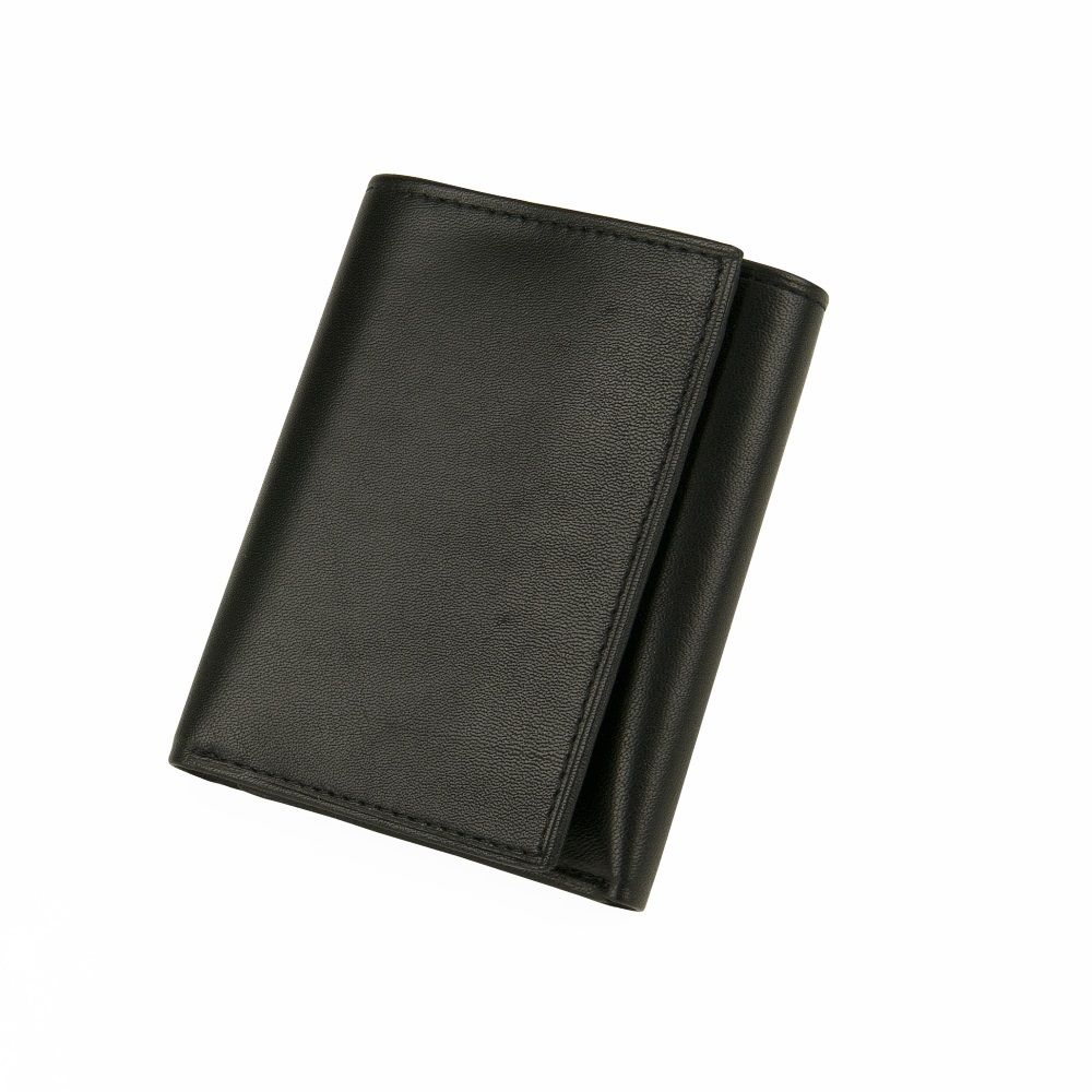 MUNDI Men's Leather Trifold Wallet - Black