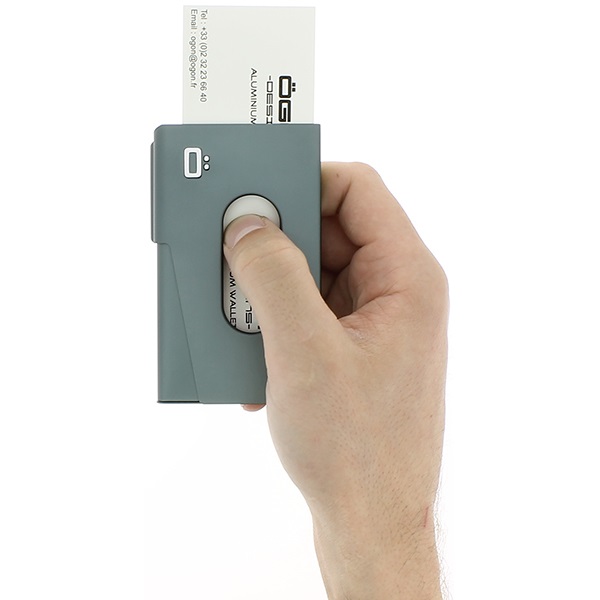 OGON Aluminum Business card holder One Touch - Platinium