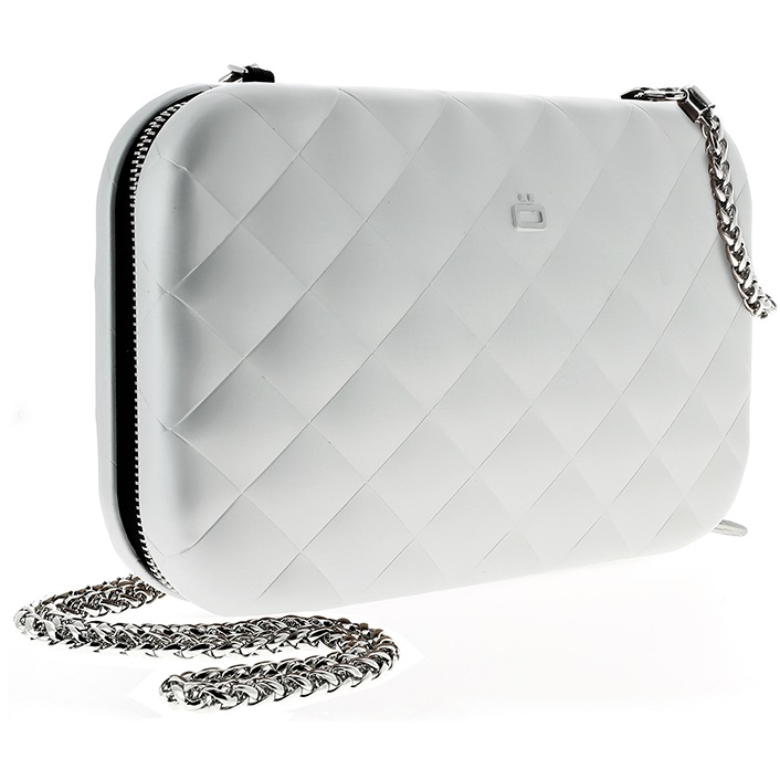 OGON Aluminum Clutch Quilted Lady Bag - Silver