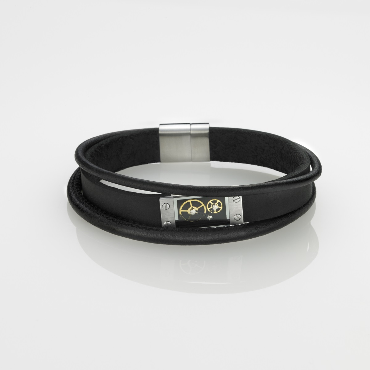 STORM London Cog Leather Bracelet - Black