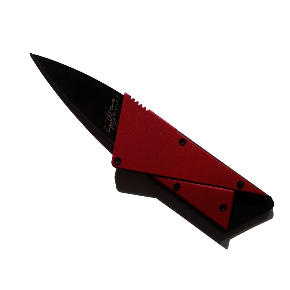 WALLET סכין מתקפל לכרטיס עם ידית אלומיניום - אדום
