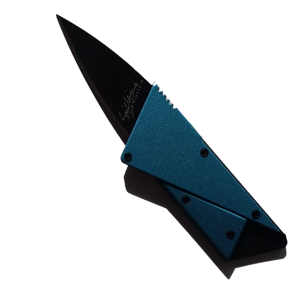 WALLET סכין מתקפל לכרטיס עם ידית אלומיניום - כחול