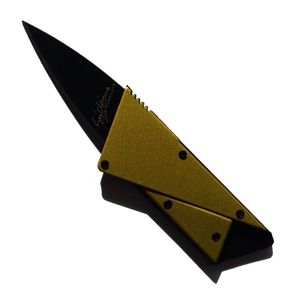 WALLET סכין מתקפל לכרטיס עם ידית אלומיניום - צהוב