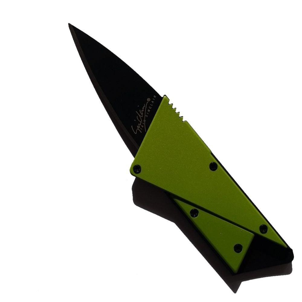 WALLET סכין מתקפל לכרטיס עם ידית אלומיניום - ירוק