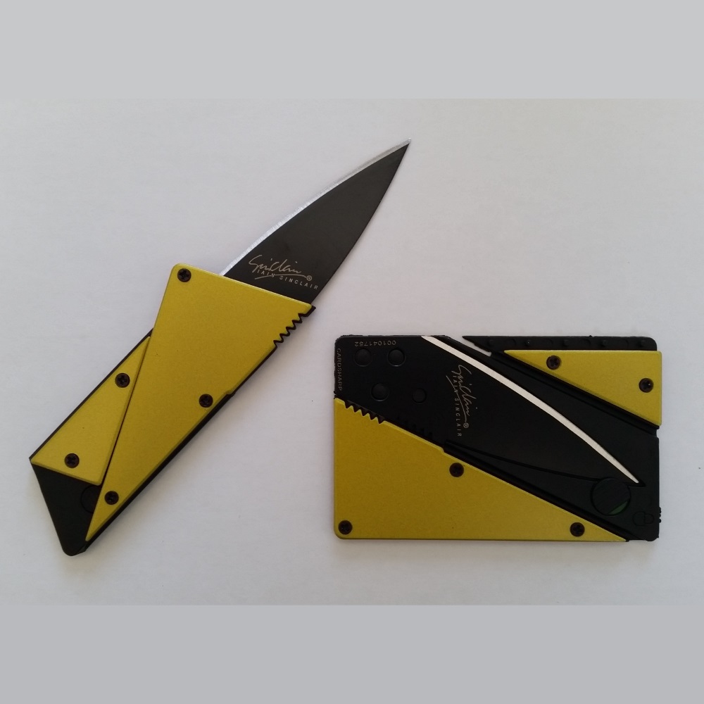 WALLET סכין מתקפל לכרטיס עם ידית אלומיניום - צהוב