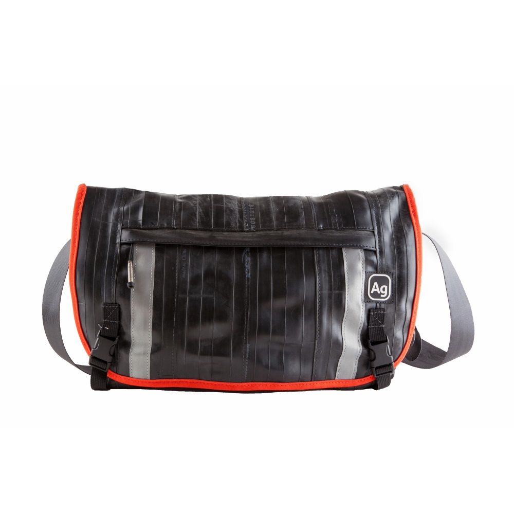 Recycled Pike Messenger Bag - Black/Mandarine