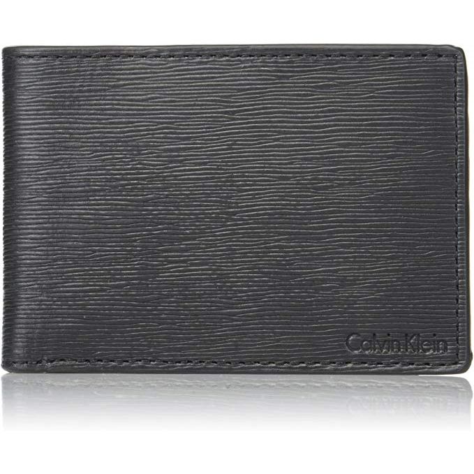 WALLET Calvin Klein Mens Textured Slimfold - Black