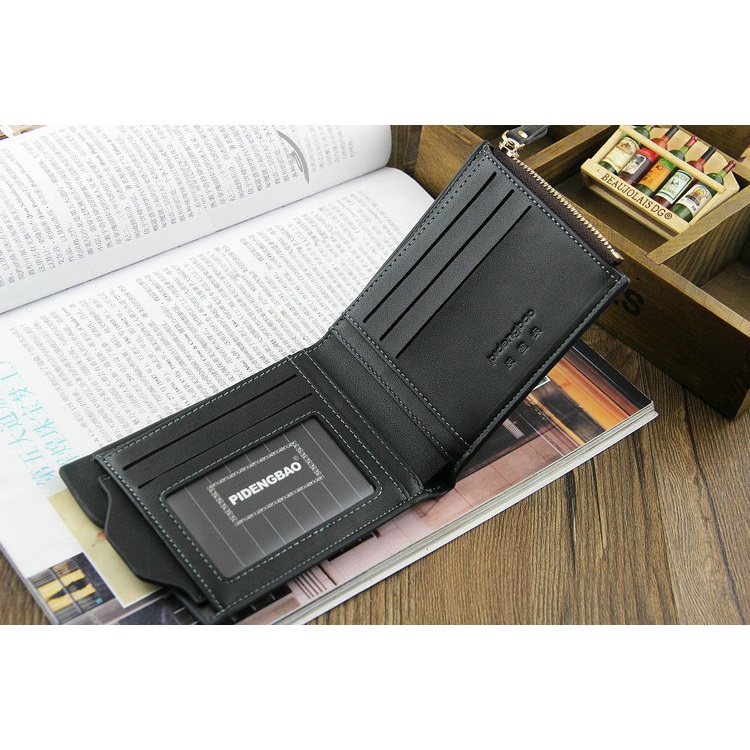 WALLET Bi Fold PU Leather Wallet With Removable Card Case - Black