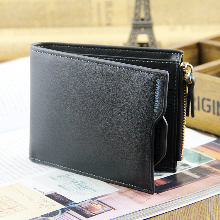 WALLET Bi Fold PU Leather Wallet With Removable Card Case - Black