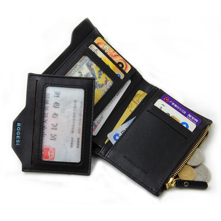 WALLET PU Leather Wallet With Removable Card Case - Black