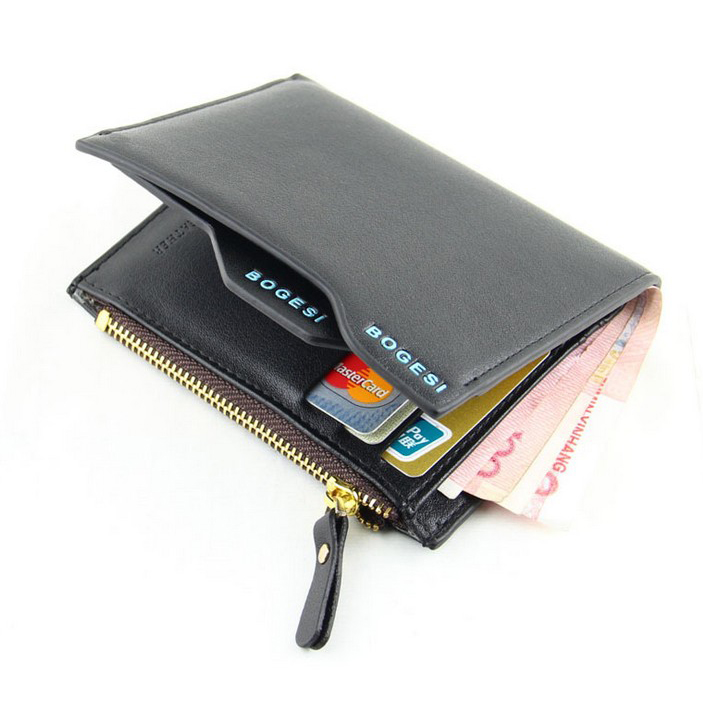 PU Leather Wallet With Removable Card Case - Black