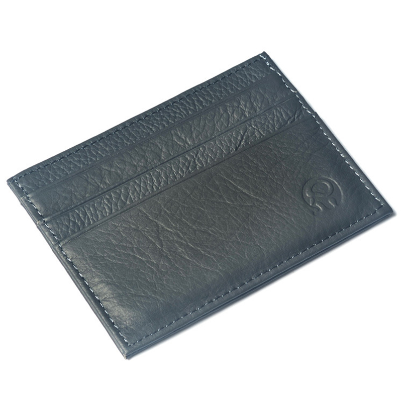 Small leather credit card wallet - Grey
