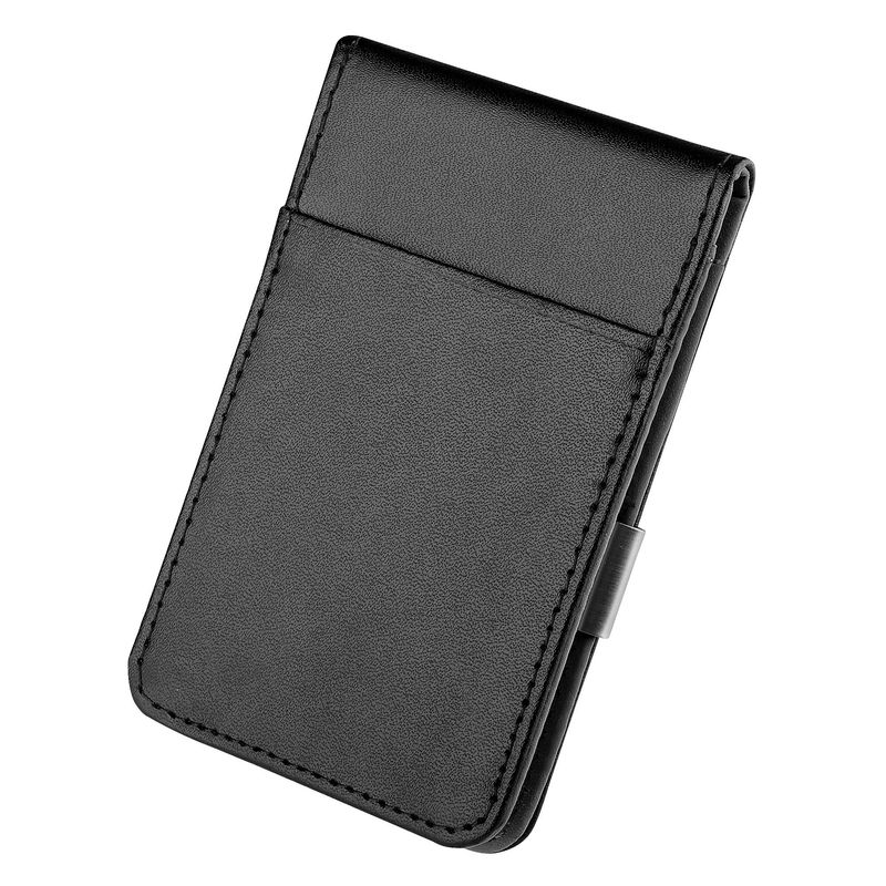 WALLET Leather Metal Money Clip Wallet - Black