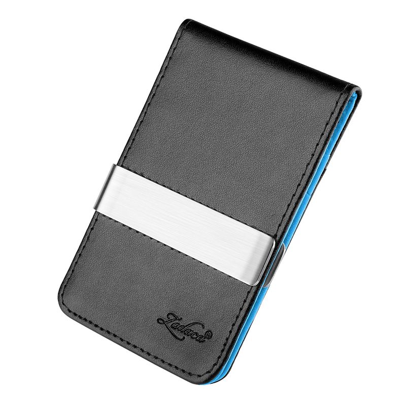 WALLET Leather Metal Money Clip Wallet - Black/Blue