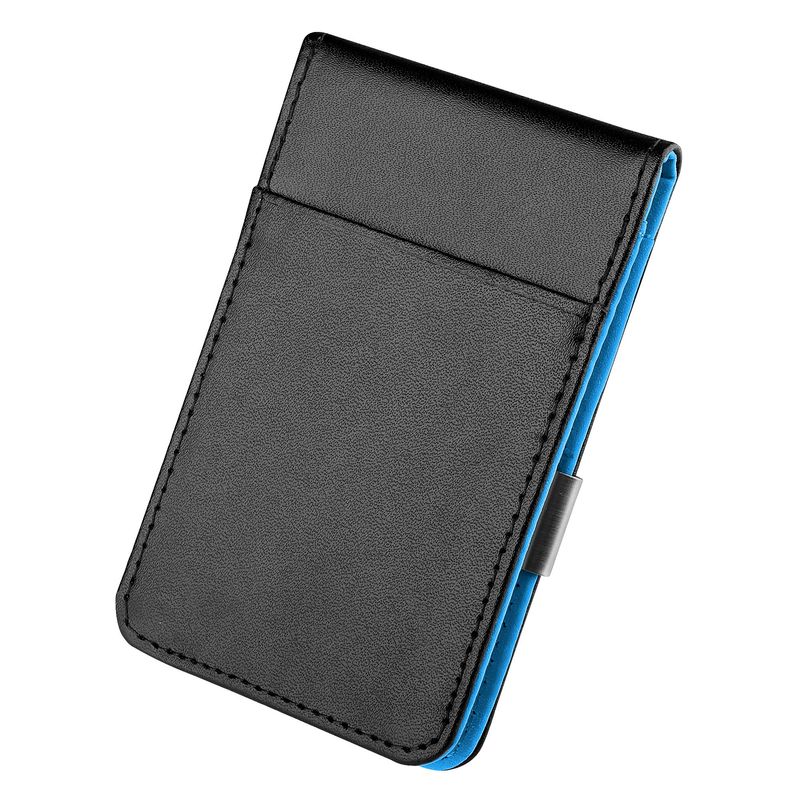 WALLET Leather Metal Money Clip Wallet - Black/Blue