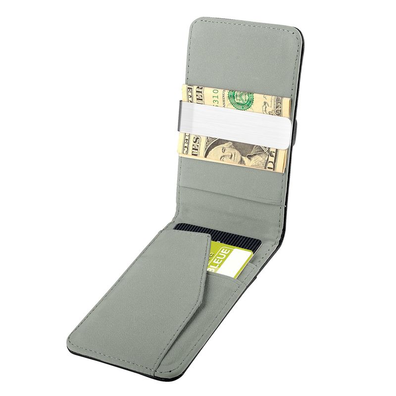 WALLET Leather Metal Money Clip Wallet - Black/Grey