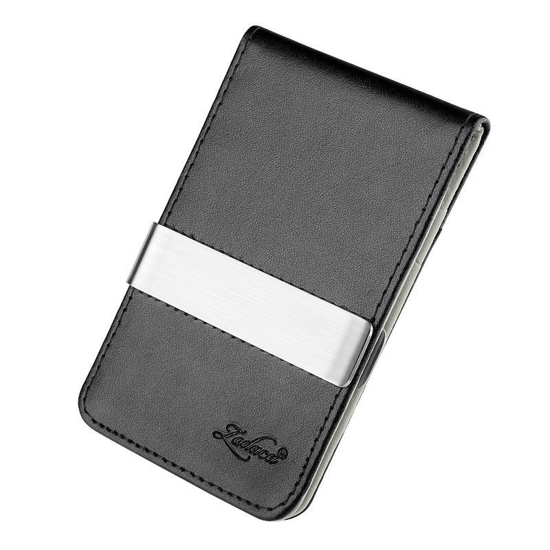 WALLET Leather Metal Money Clip Wallet - Black/Grey