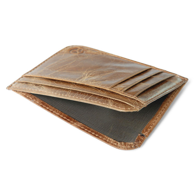 WALLET Minimalist leather wallet with 11 pockets - Brown