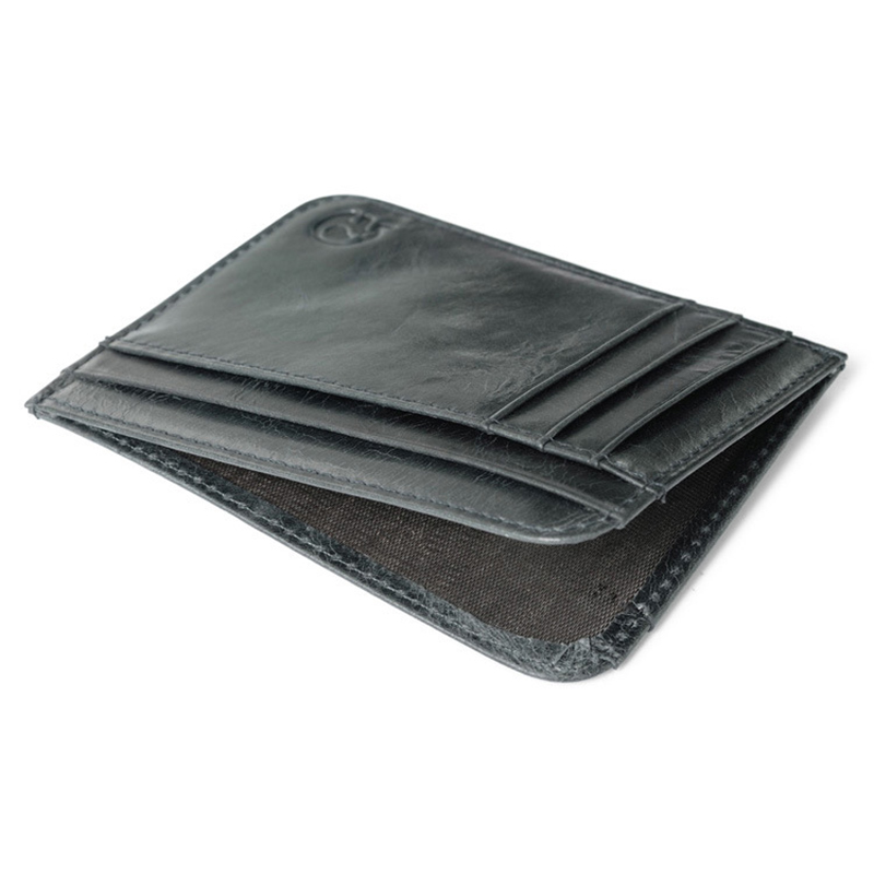 WALLET Minimalist leather wallet with 11 pockets - Black